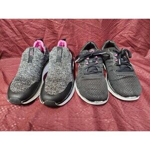 Skechers Bundle D'Lux Walker Black Pink Stretch Fit Slip Go Walk Air Dynamic